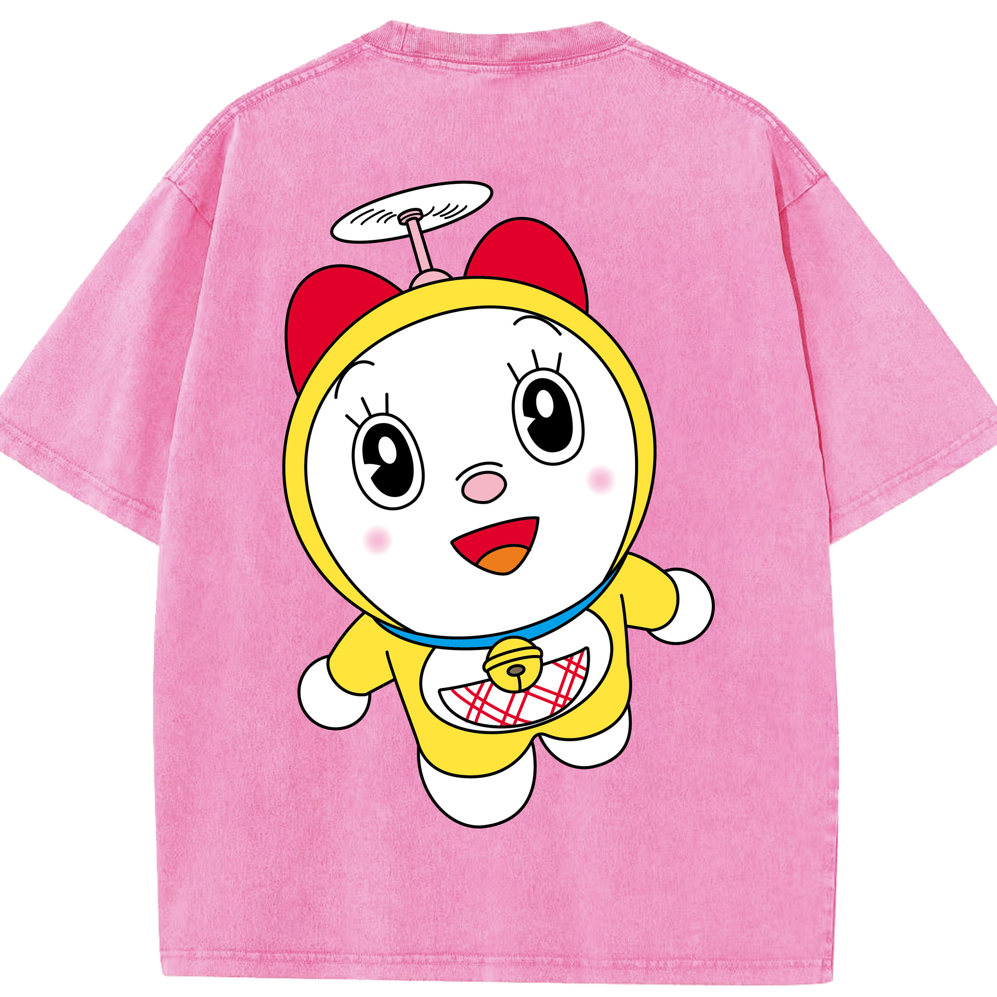 （画像用） ドラえもん ドラミ Doraemon Dorami 綿100% ヴィンテージ風 半袖Tシャツ（背面プリント）
